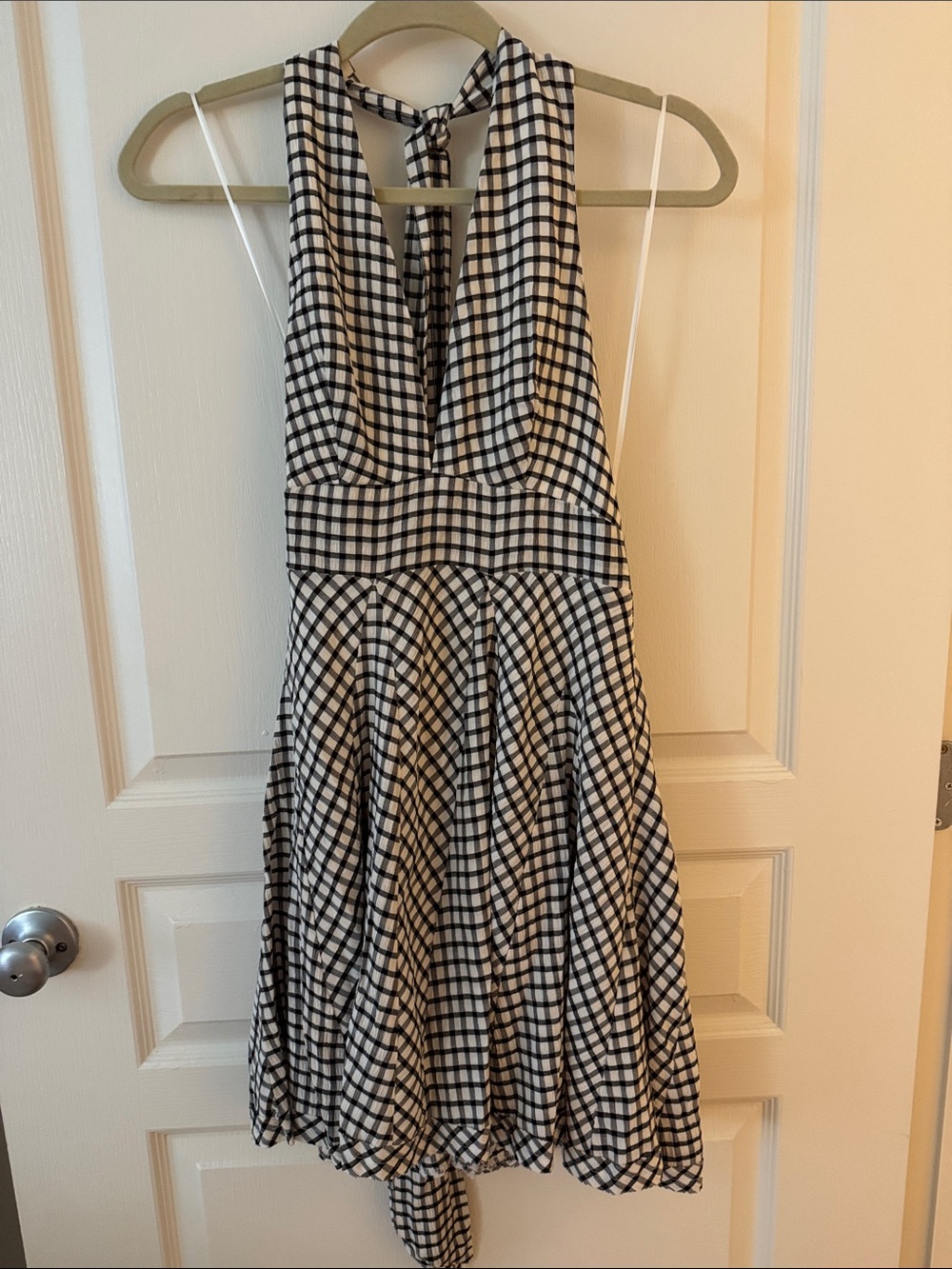 Black and White Plaid Fit-and-Flare Dress